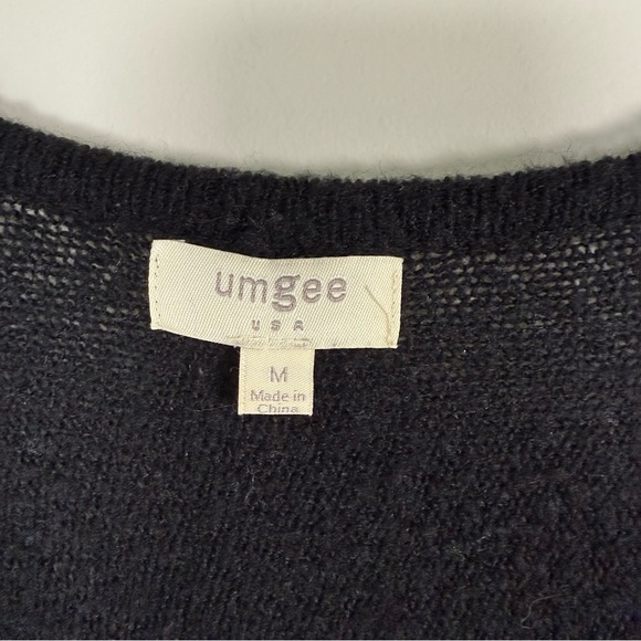 Umgee BOHO Knubby Knit Peplum Bell Sleeve Midi Sweater Dress Black Size Medium - Picture 6 of 6